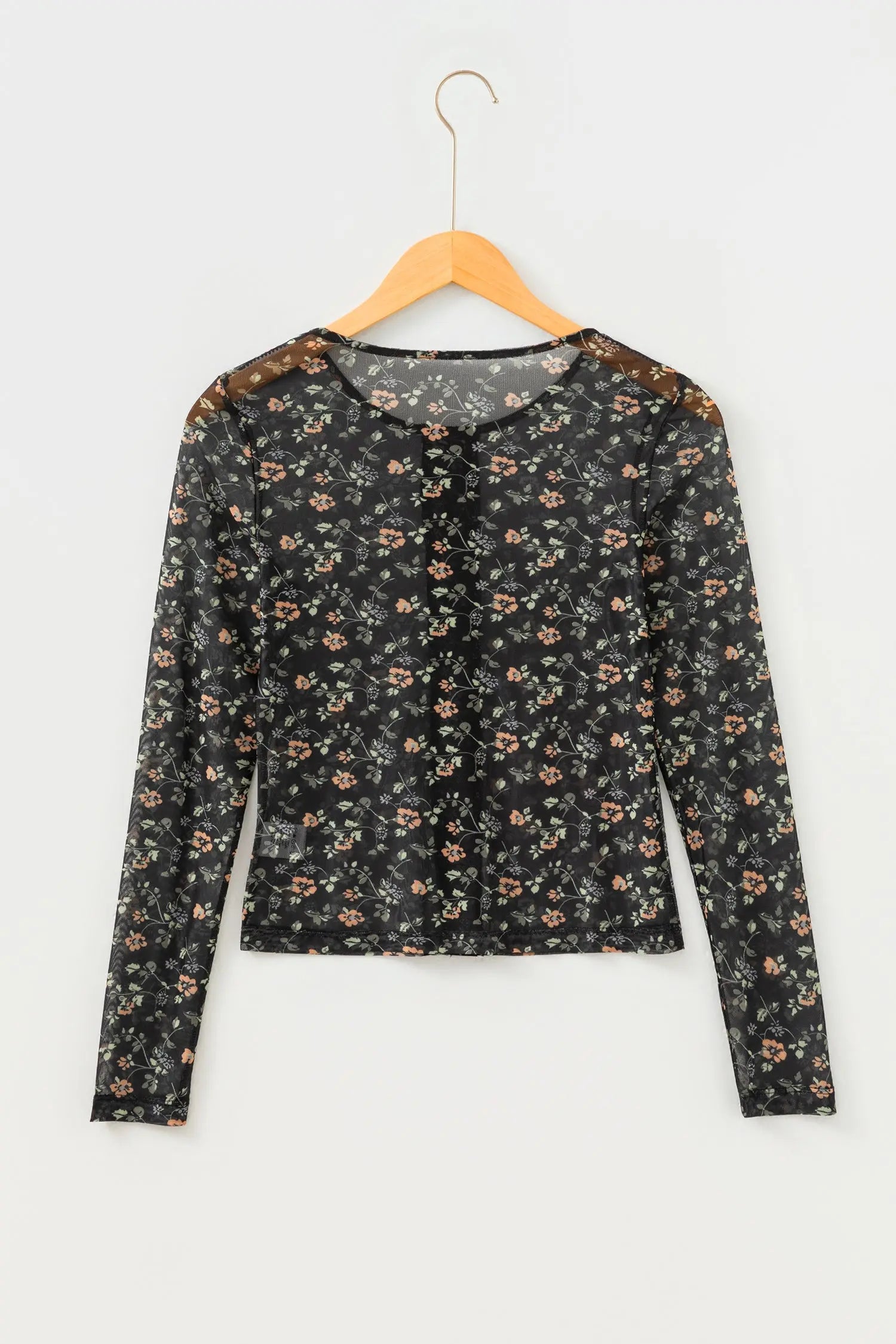 Black Floral Print Mesh Tank Cardigan Set 2pc Button Front Slim Dear-Lover Dropshipping