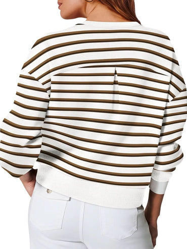 Cozy stripes: Long sleeve round neck sweatshirt