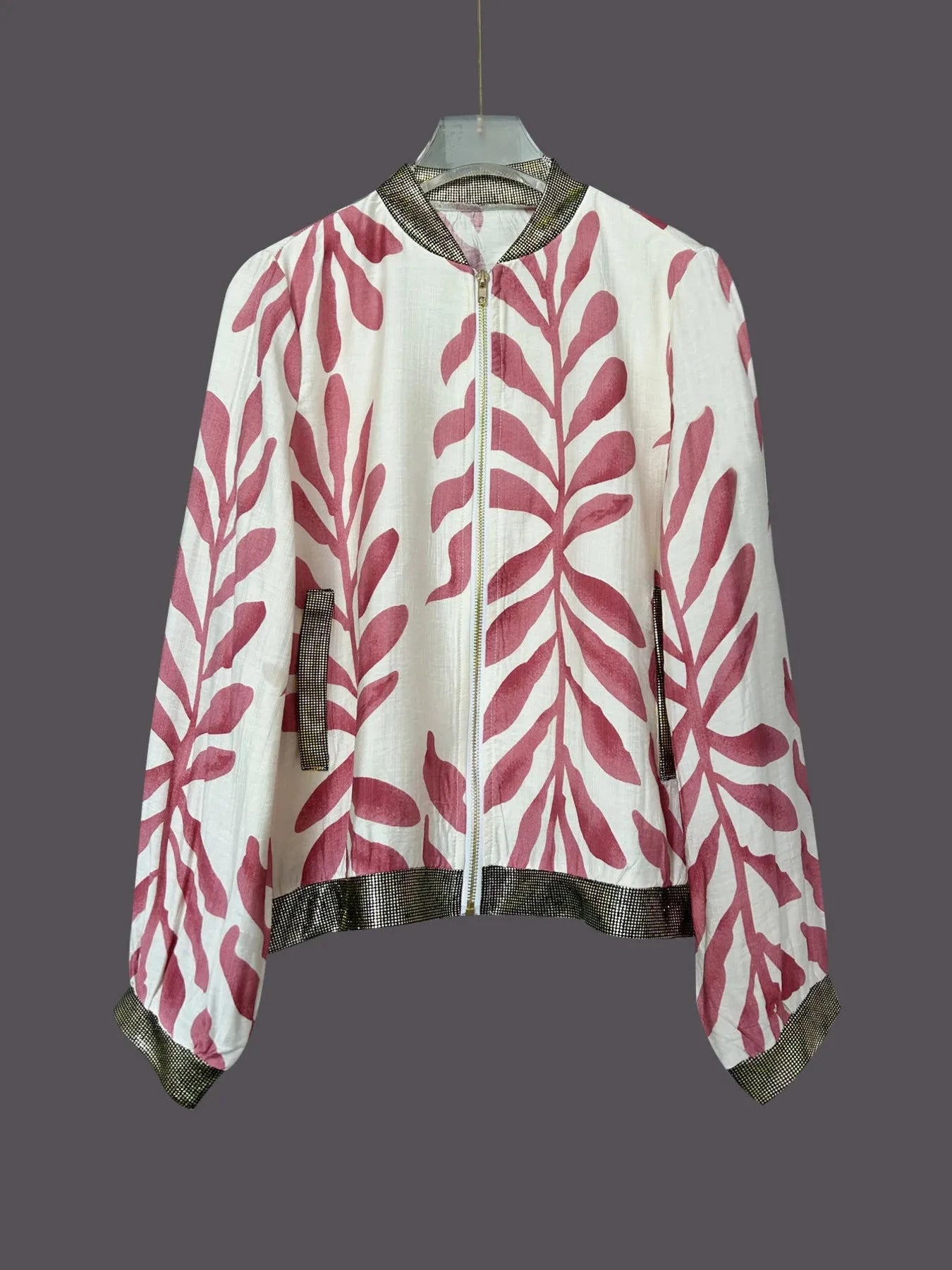 Printed Zip Up Long Sleeve Jacket Coco’s Tee Boutique