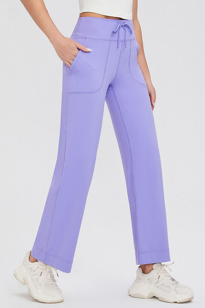 Essential Comfort Drawstring High Waist Pants with Pockets