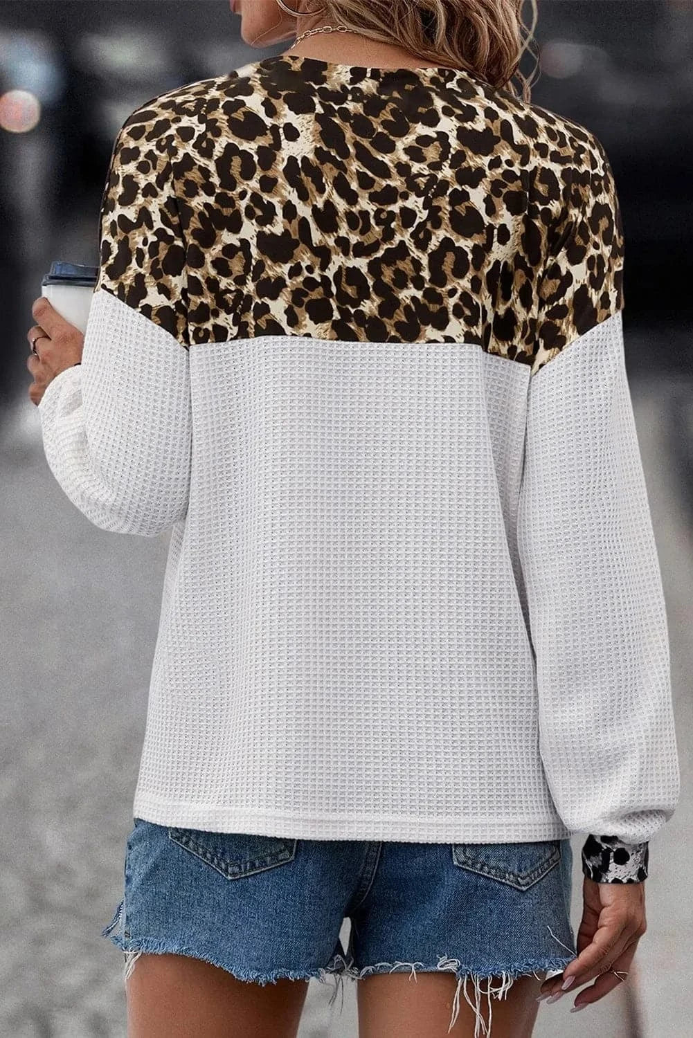 Leopard Print Waffle Blouse