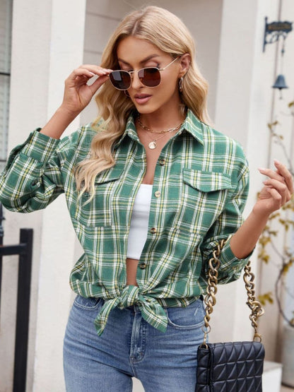 Plaid Button Up Long Sleeve Shirt.