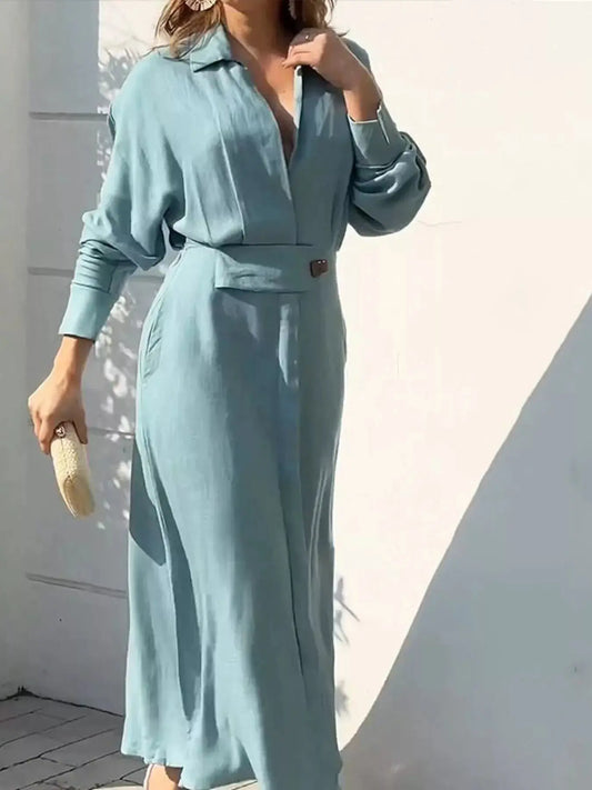 Side Slit Long Sleeve Shirt Dress Simply Love