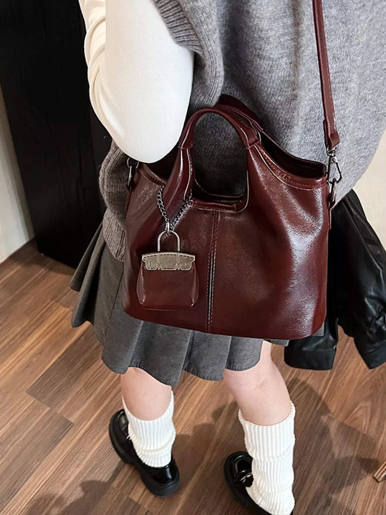Leather Crossbody Bag with Charm Simply Love