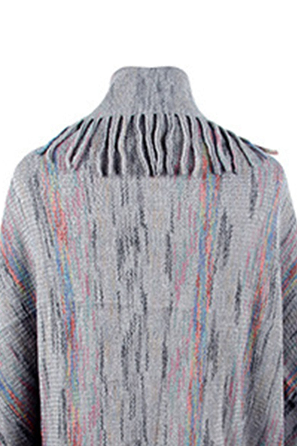 Fringe Detail Printed Poncho Coco’s Tee Boutique