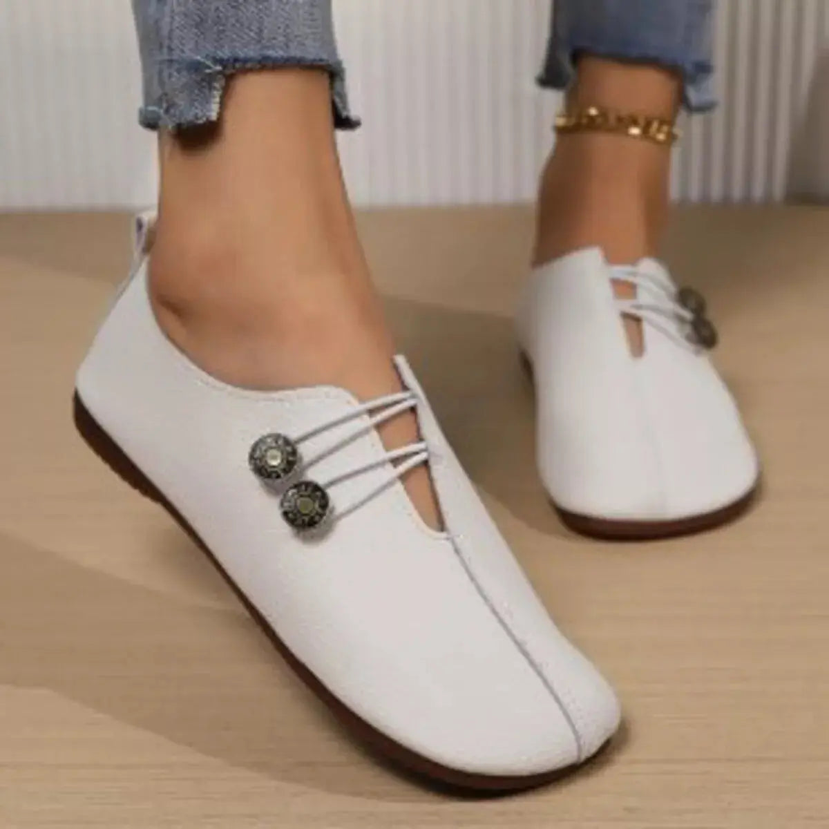 Casual Button Detail Slip-Ons Simply Love