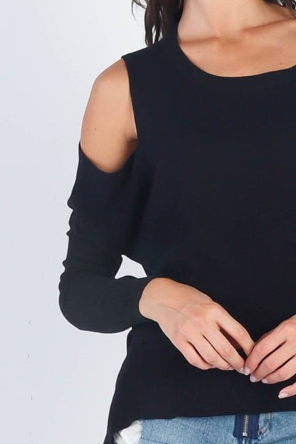 UNIQ Cold Shoulder Long Sleeve Knit Top.