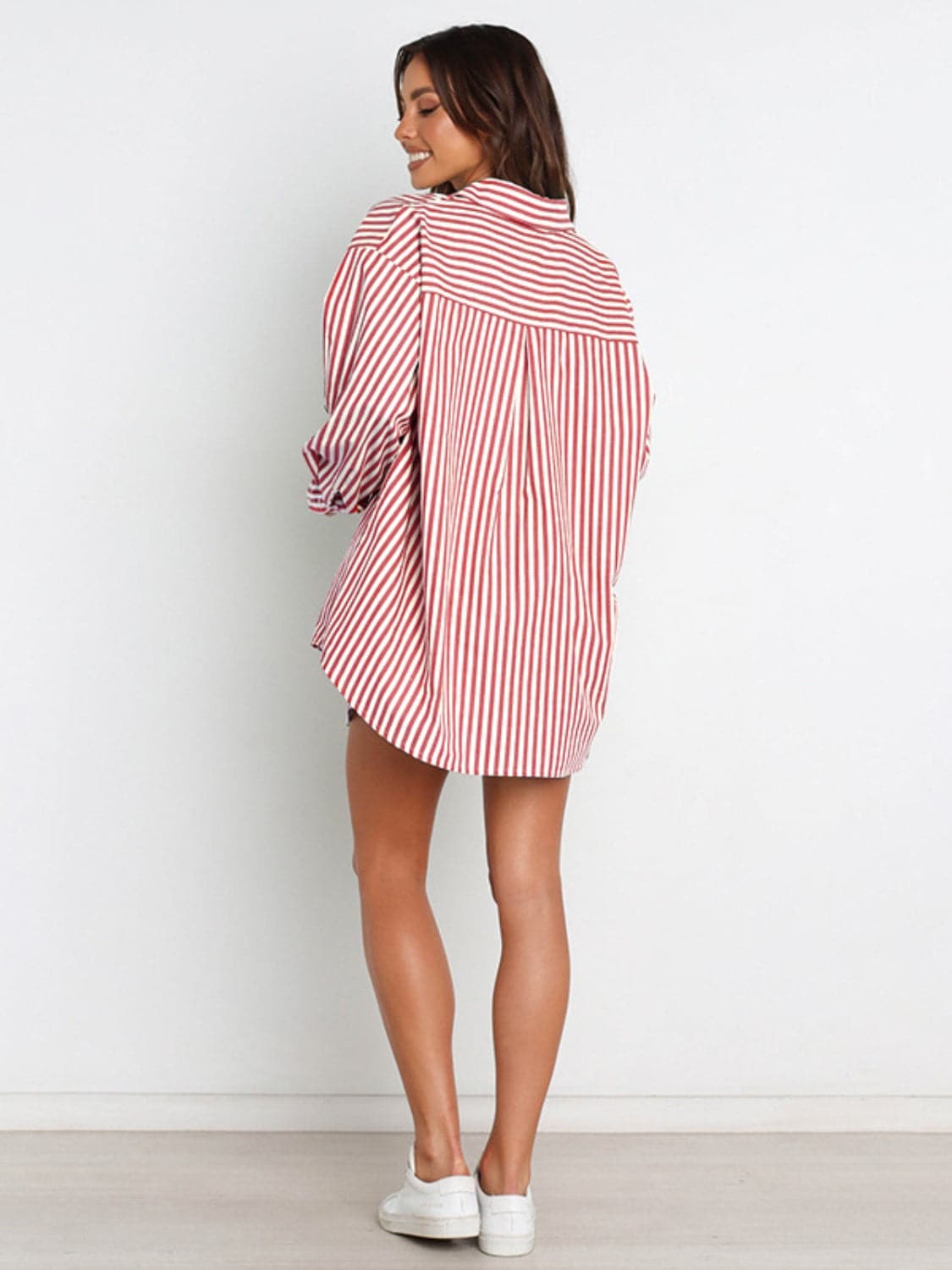 Striped Dropped Shoulder Shirt and Shorts Set.