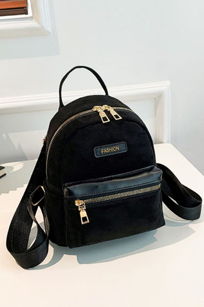 Chic suede mini backpack with adjustable straps