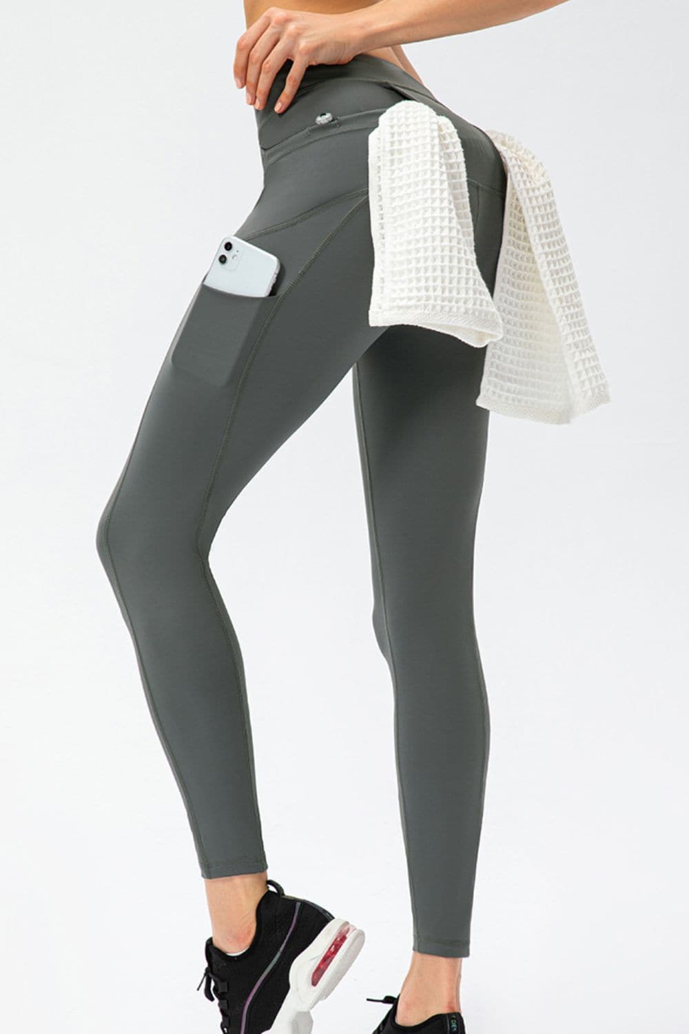 Full Size Slim Fit High Waist Long Sports Pants with Pockets.