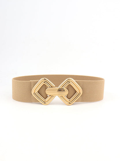 Geometric Buckle Elastic Wide Belt.