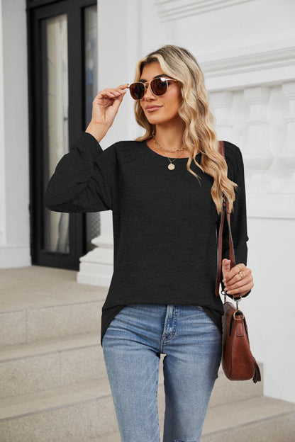 Round Neck Long Sleeve T-Shirt.