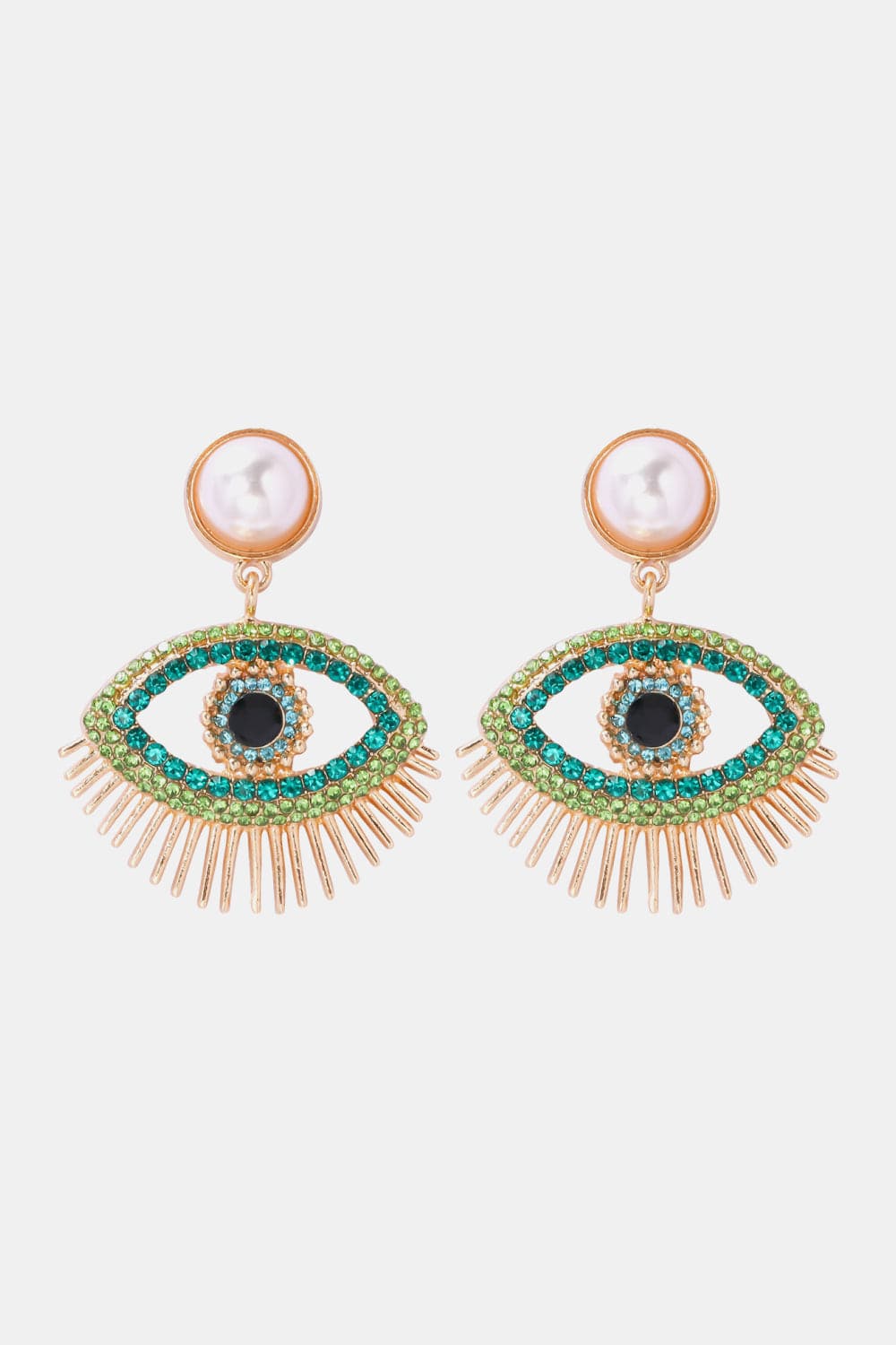 Rhinestone evil eye earrings