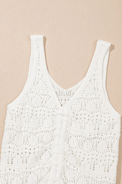 Hollowed Knit V Neck Drawstring Sweater Vest