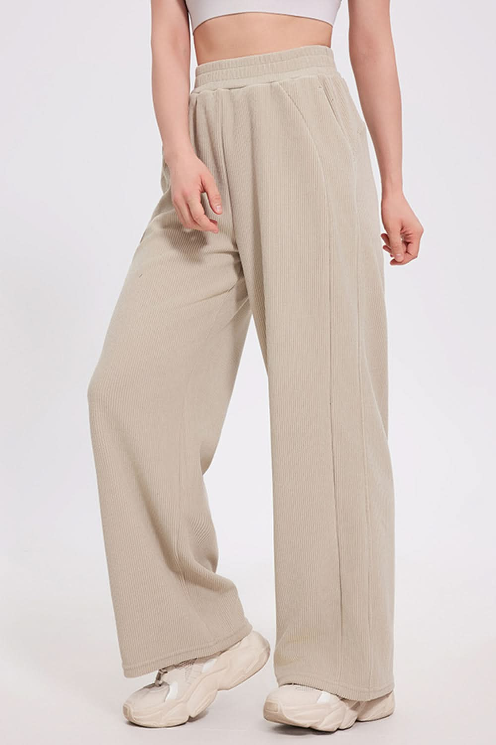 Essential Comfort Wide Leg Pants with Elastic Waistband