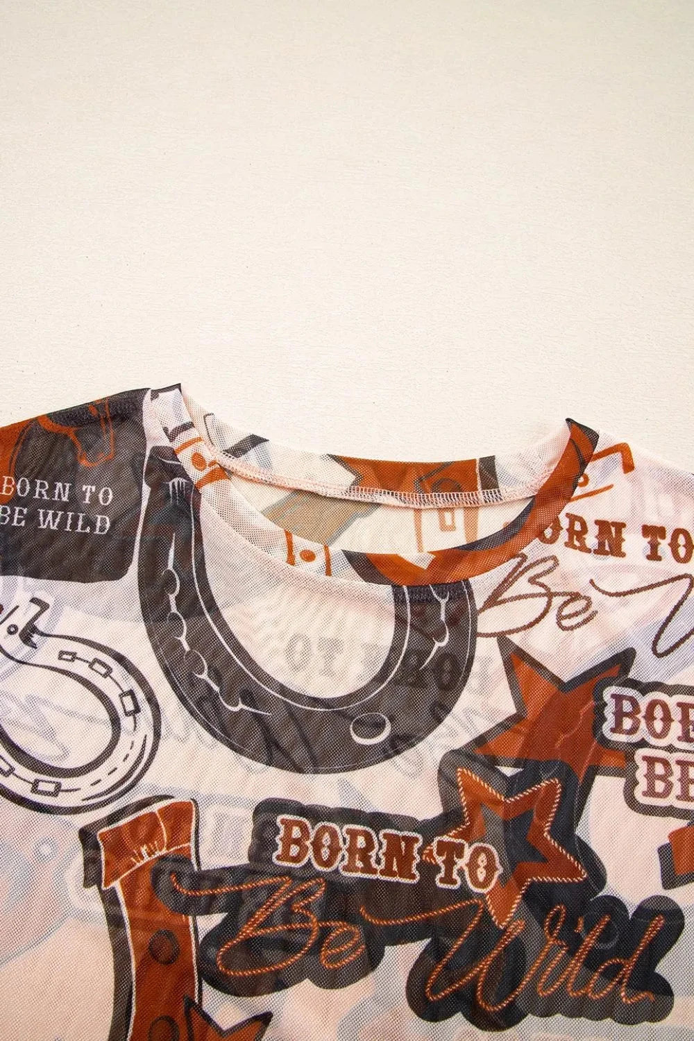 Western Horseshoe Printed Mesh Short Sleeve T Shirt Simply Love