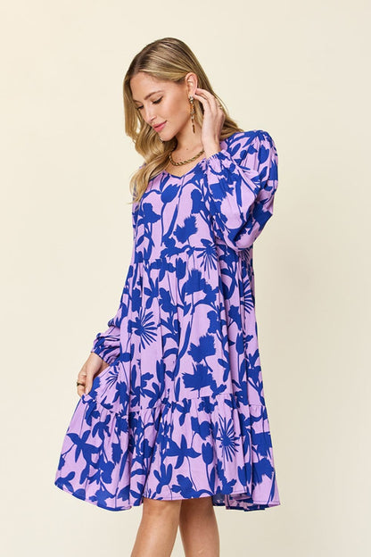 Chic printed ruffle hem dress with pockets for every body type