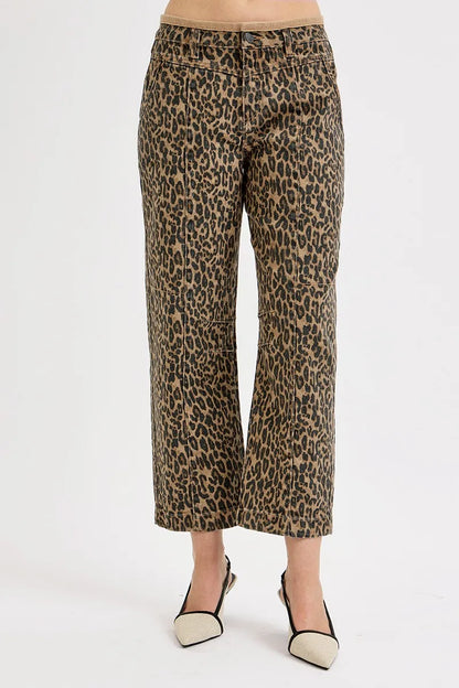 Risen Full Size Mid Rise Crop Relaxed Jeans Plus Size Leopard Print - Love Salve 