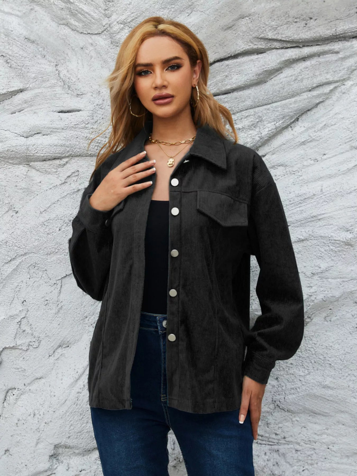 Casual Corduroy Button-Down Jacket Simply Love