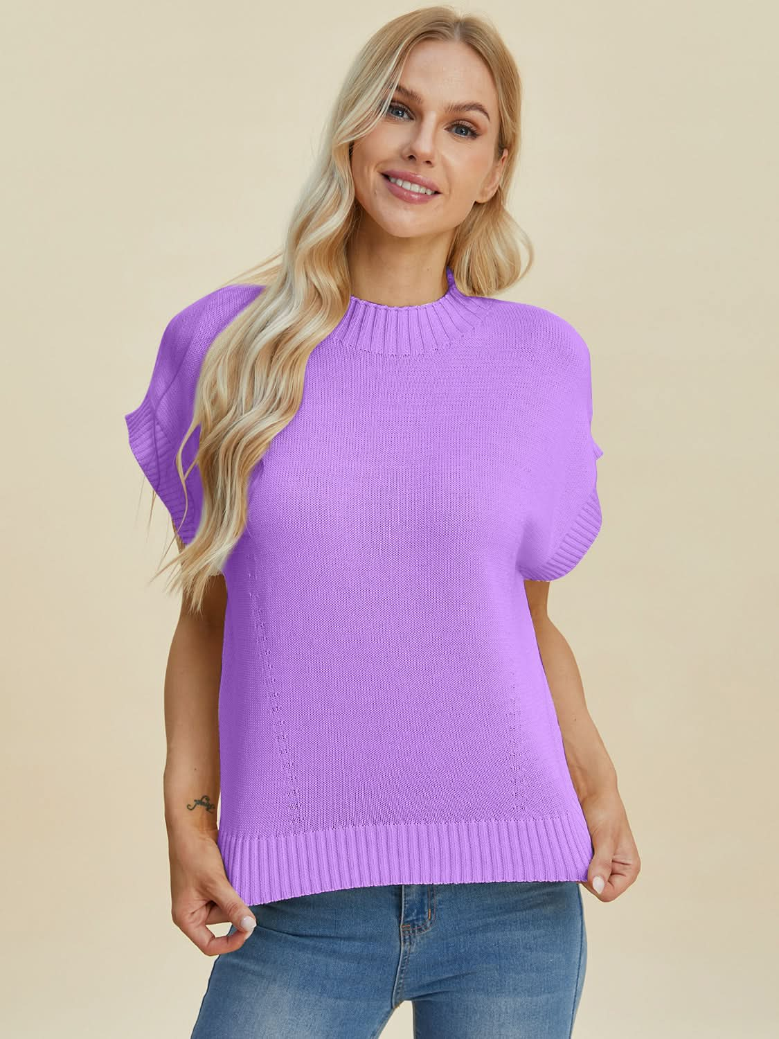 Double take mock neck sweater