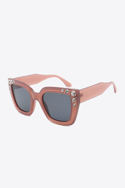 Inlaid Rhinestone Polycarbonate Sunglasses.