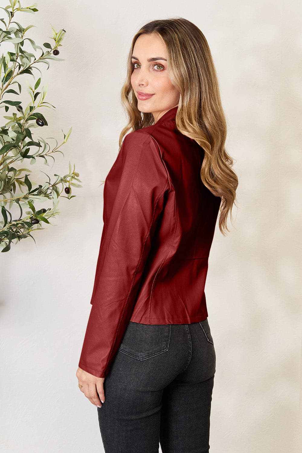 Chic mock neck zip-up jacket - Love Salve 