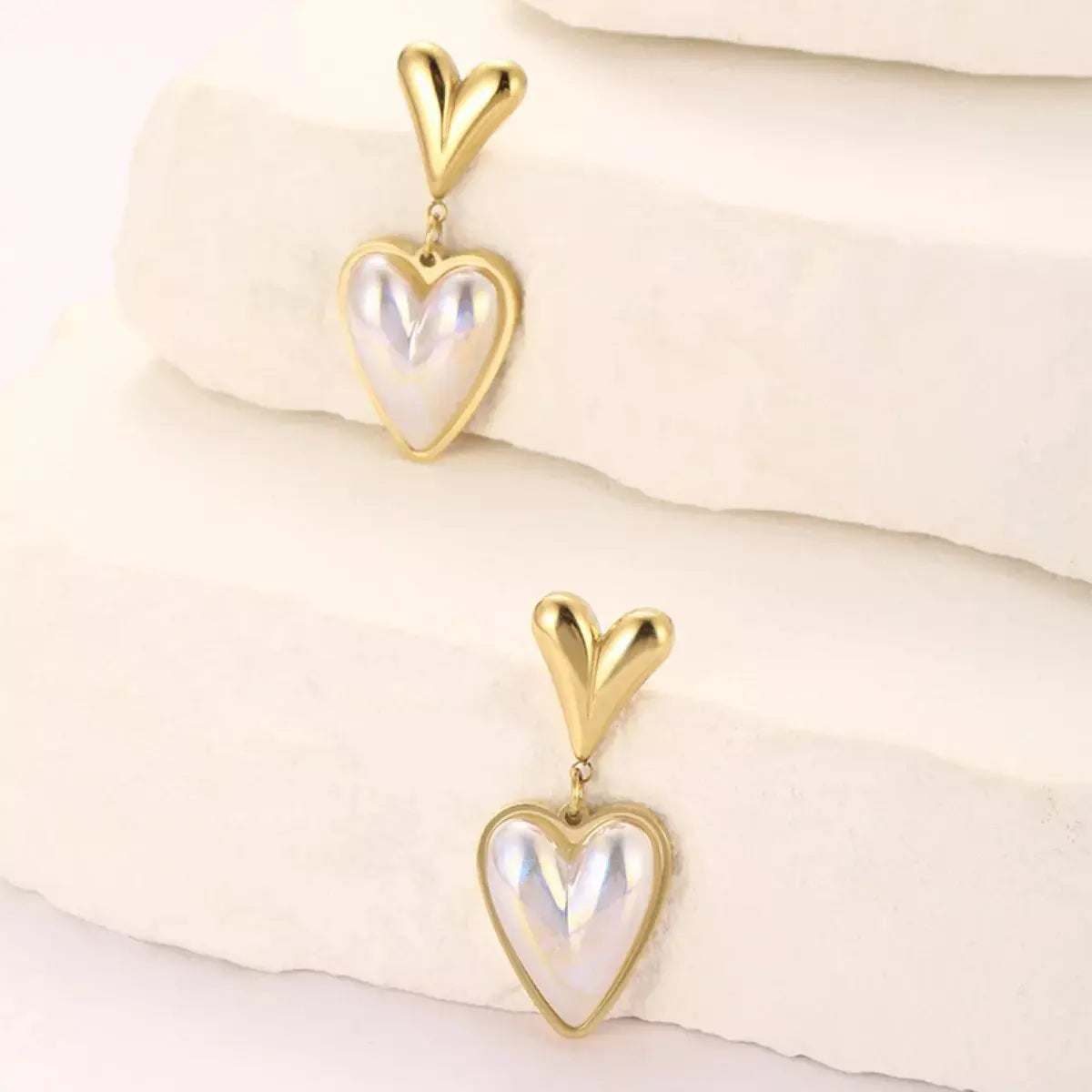 Heart-Shaped Pearl Drop Earrings Simply Love