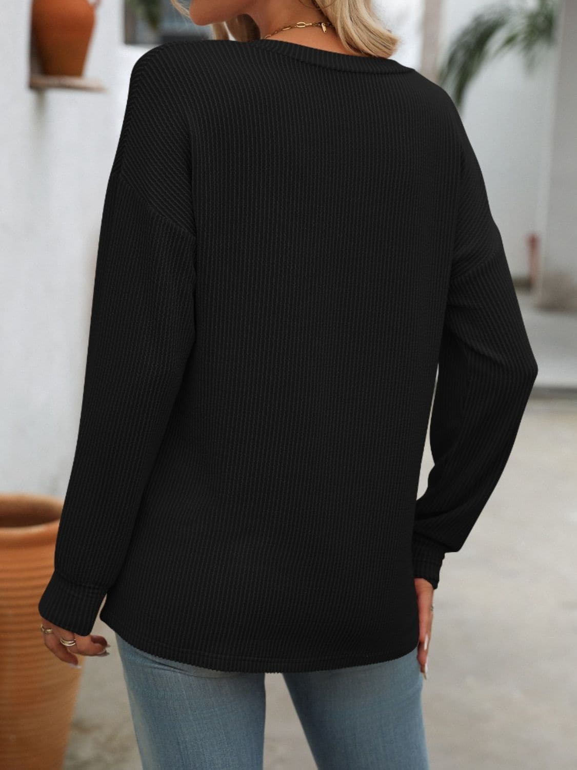 V-Neck Long Sleeve T-Shirt.