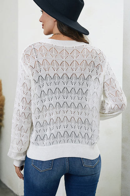 Openwork V-Neck Cardigan.