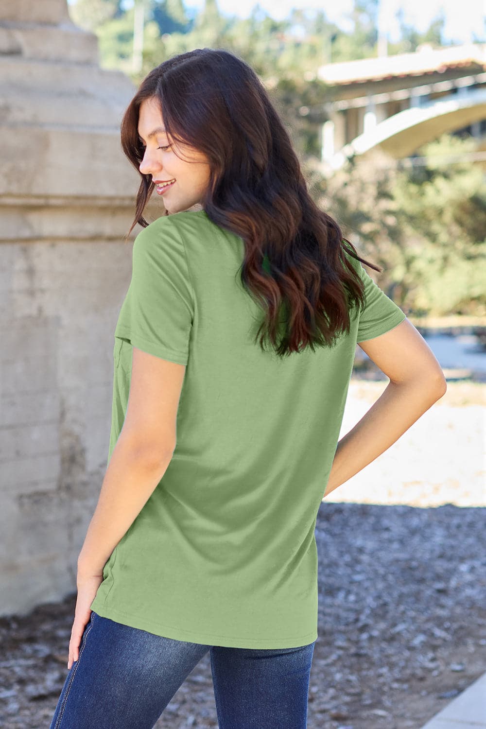 Basic Bae Bamboo Full Size  V-Neck Short Sleeve T-Shirt.