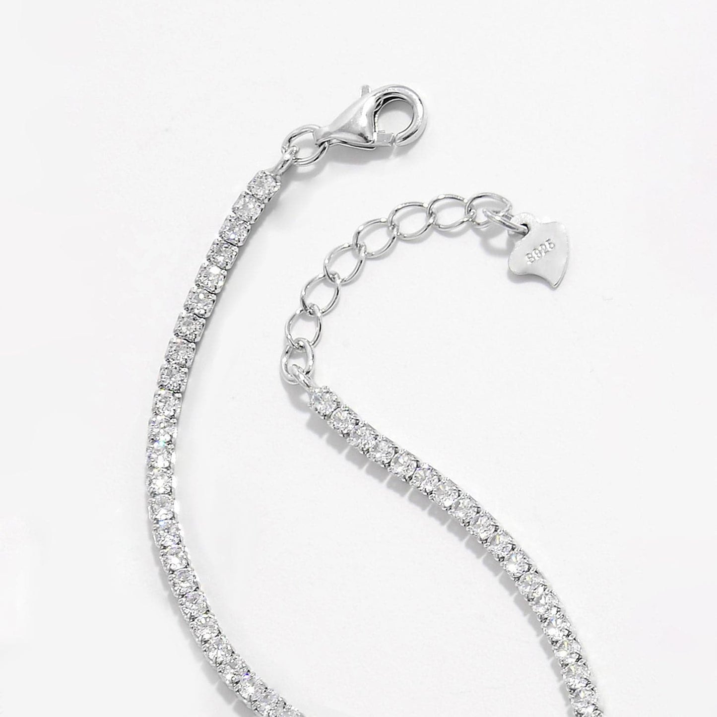 925 Sterling Silver Inlaid Zircon Bracelet.