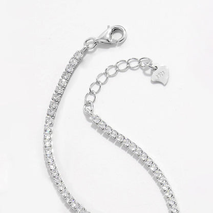 925 Sterling Silver Inlaid Zircon Bracelet.