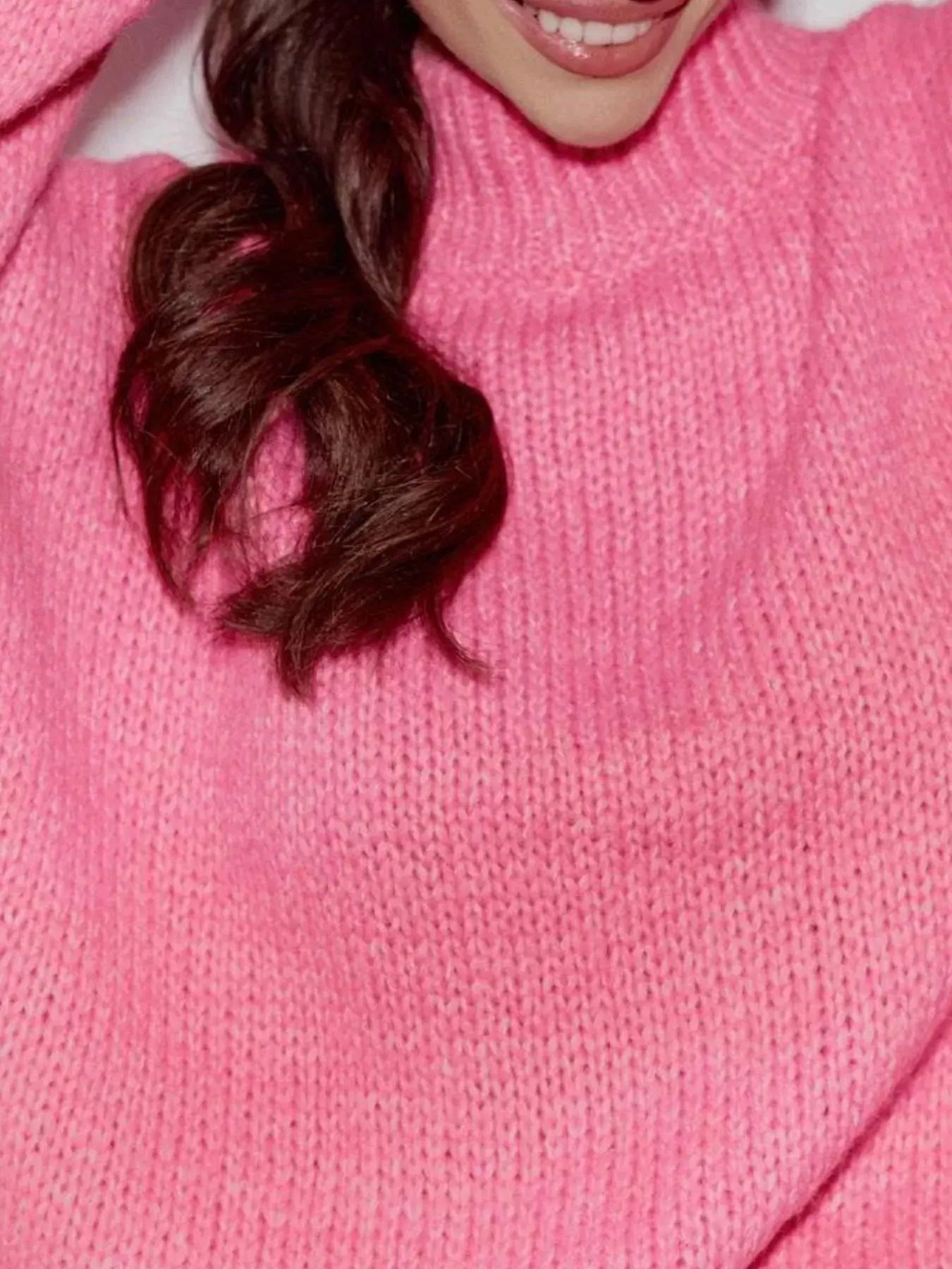 Oversize Mock Neck Dropped Shoulder Sweater Simply Love