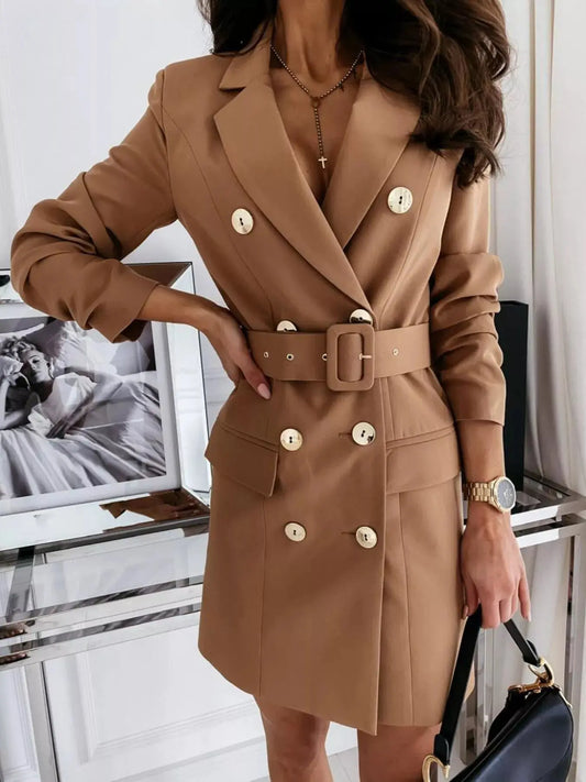Double-Breasted Belted Blazer Dress Simply Love