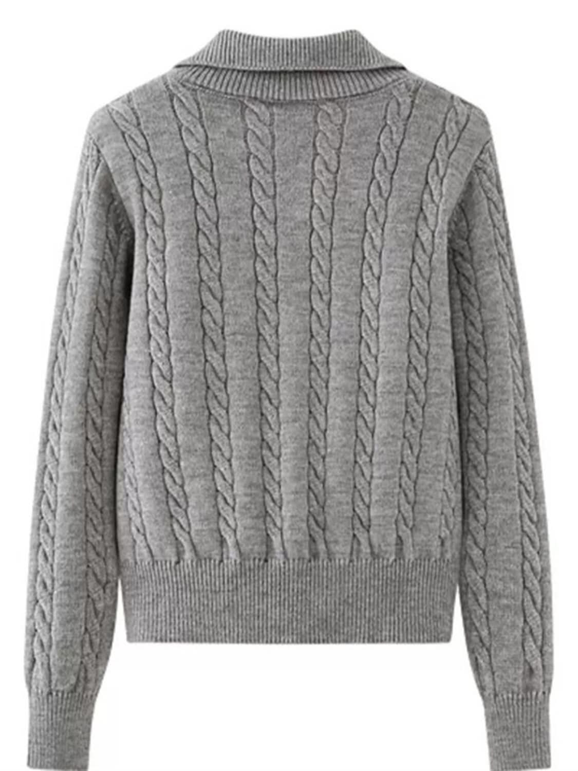 Cozy cable-knit half zip sweater with moderate stretch