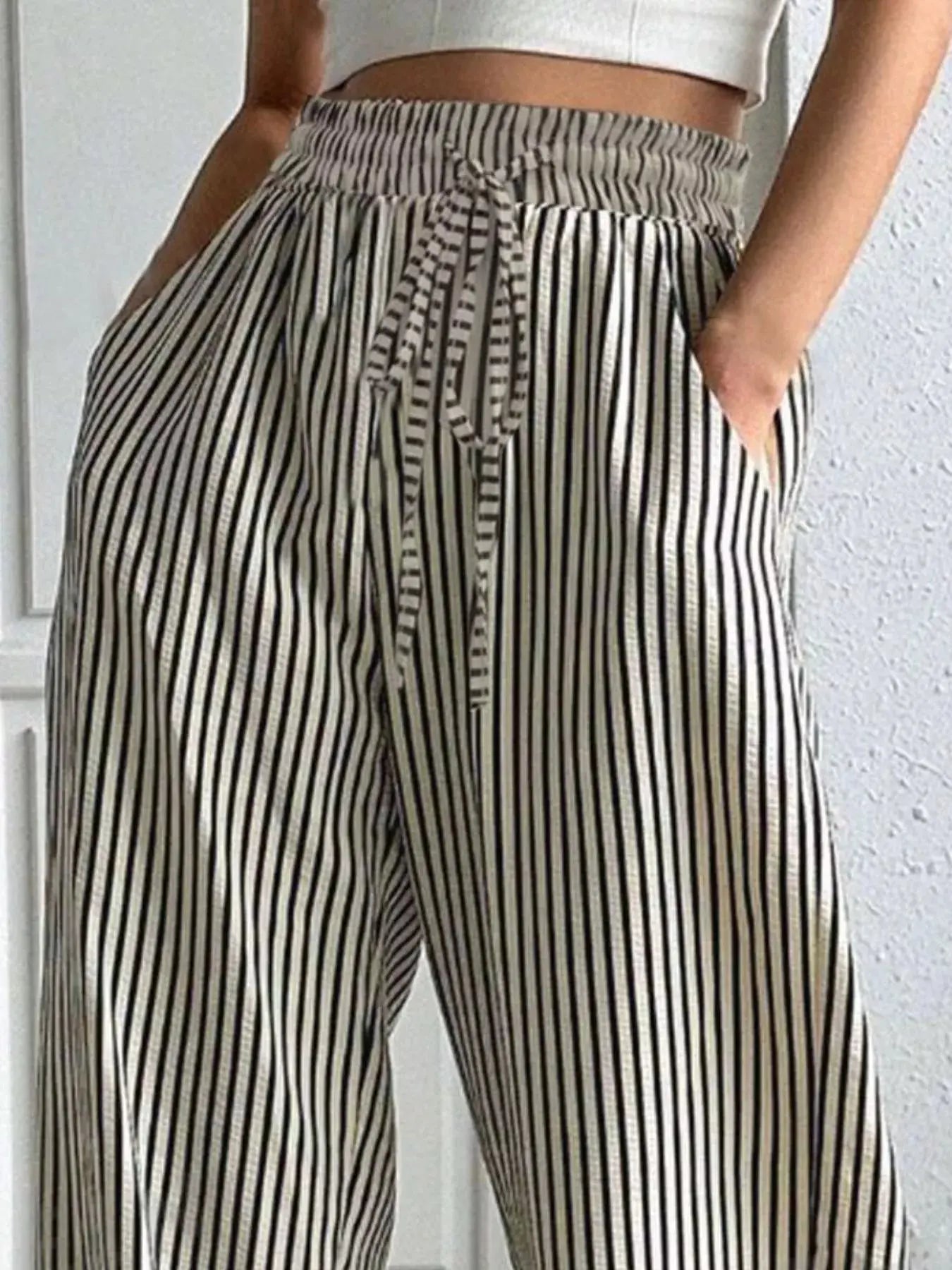 Striped High-Waisted Wide Leg Pants Simply Love
