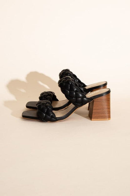 BUGGY-S Braided Stras Mule Heels.