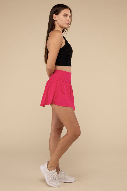 Wide band tennis skirt with pocket