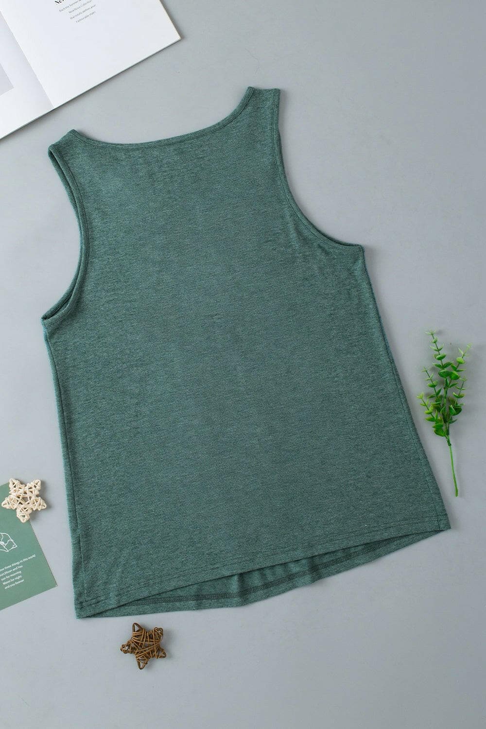 V-Neck Wide Strap Tank.