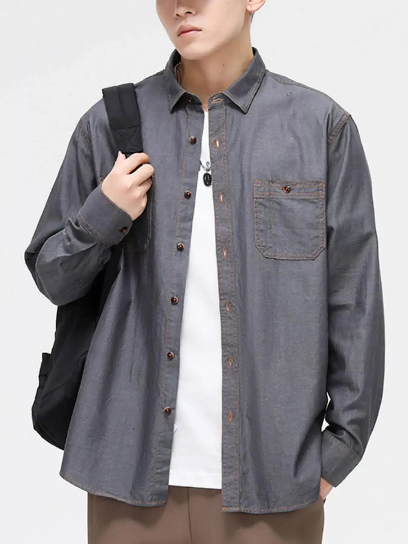 Men's Full Size Button Up Long Sleeve Shirt Plus Size Simply Love