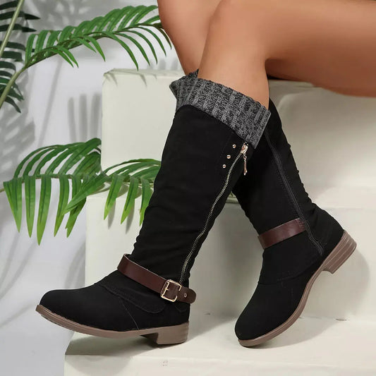 Round Toe Block Heels Boots Simply Love
