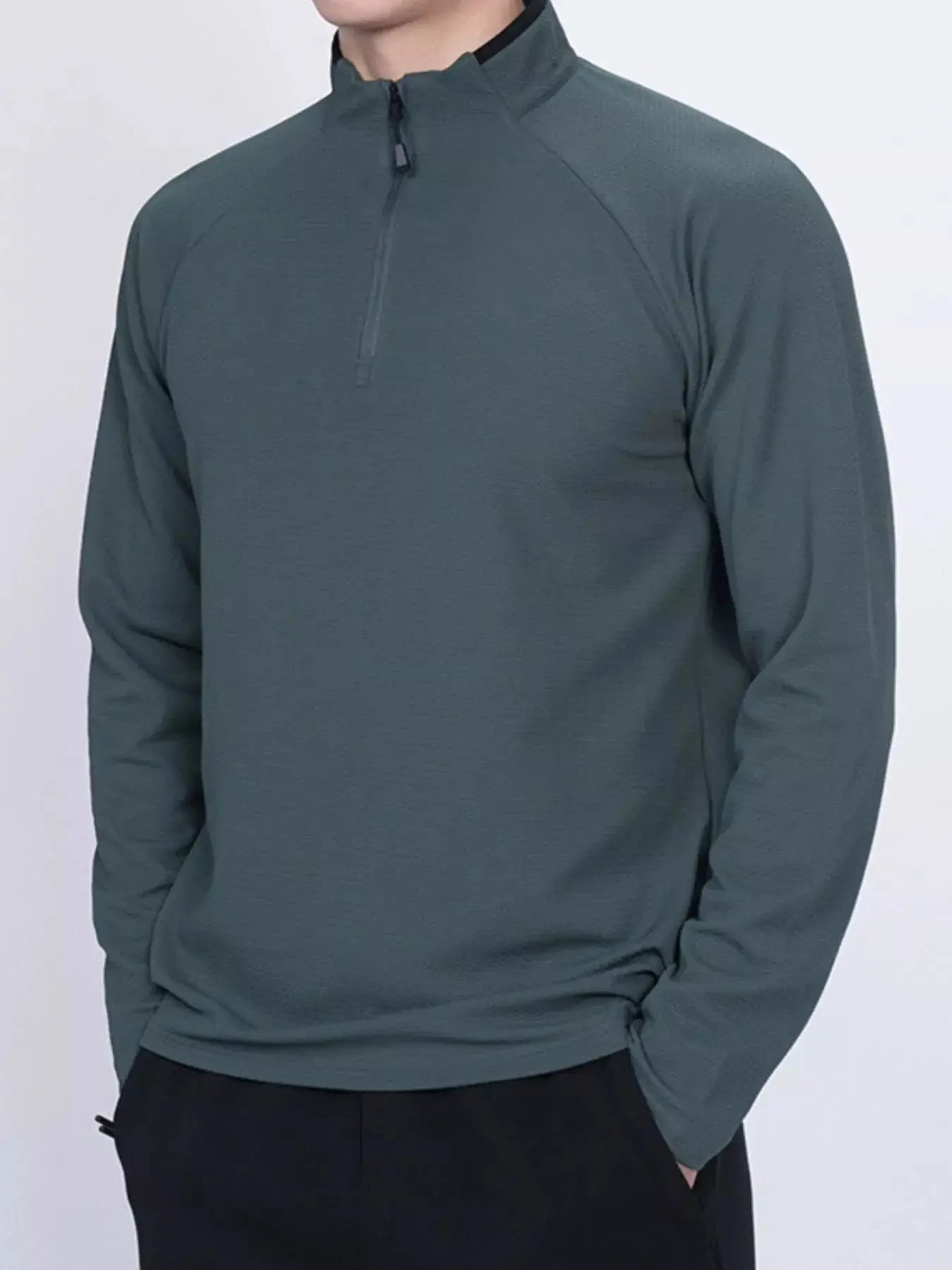 Men's Plus Size Casual Long Sleeve Quarter Zip T-Shirt Simply Love