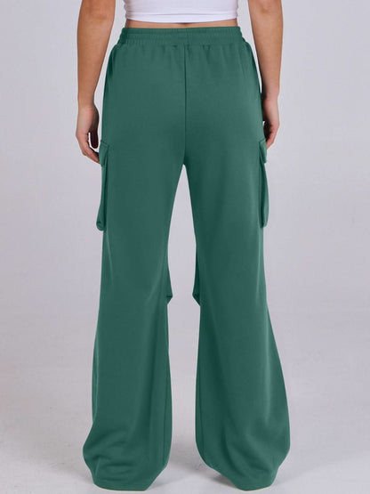 Wide-Leg Comfort Pants with Elastic Waist and Pockets