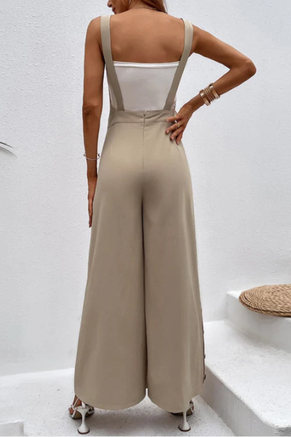 Square Neck Wide Strap Jumpsuit.