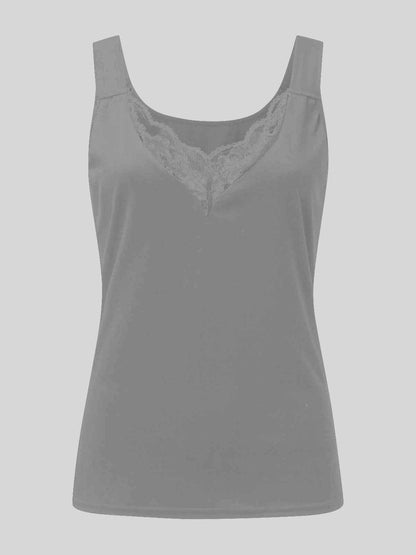 Full Size Lace Detail Sweetheart Neck Tank.