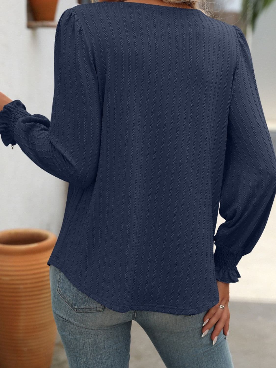 Square Neck Long Sleeve Top.