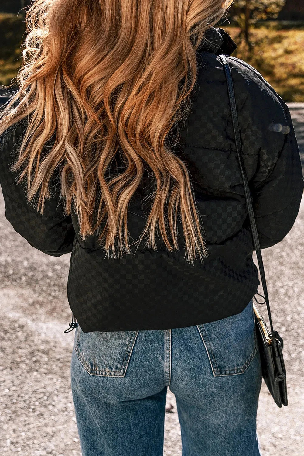 Checkered Turtleneck Zip Up Long Sleeve Winter Coat Coco’s Tee Boutique