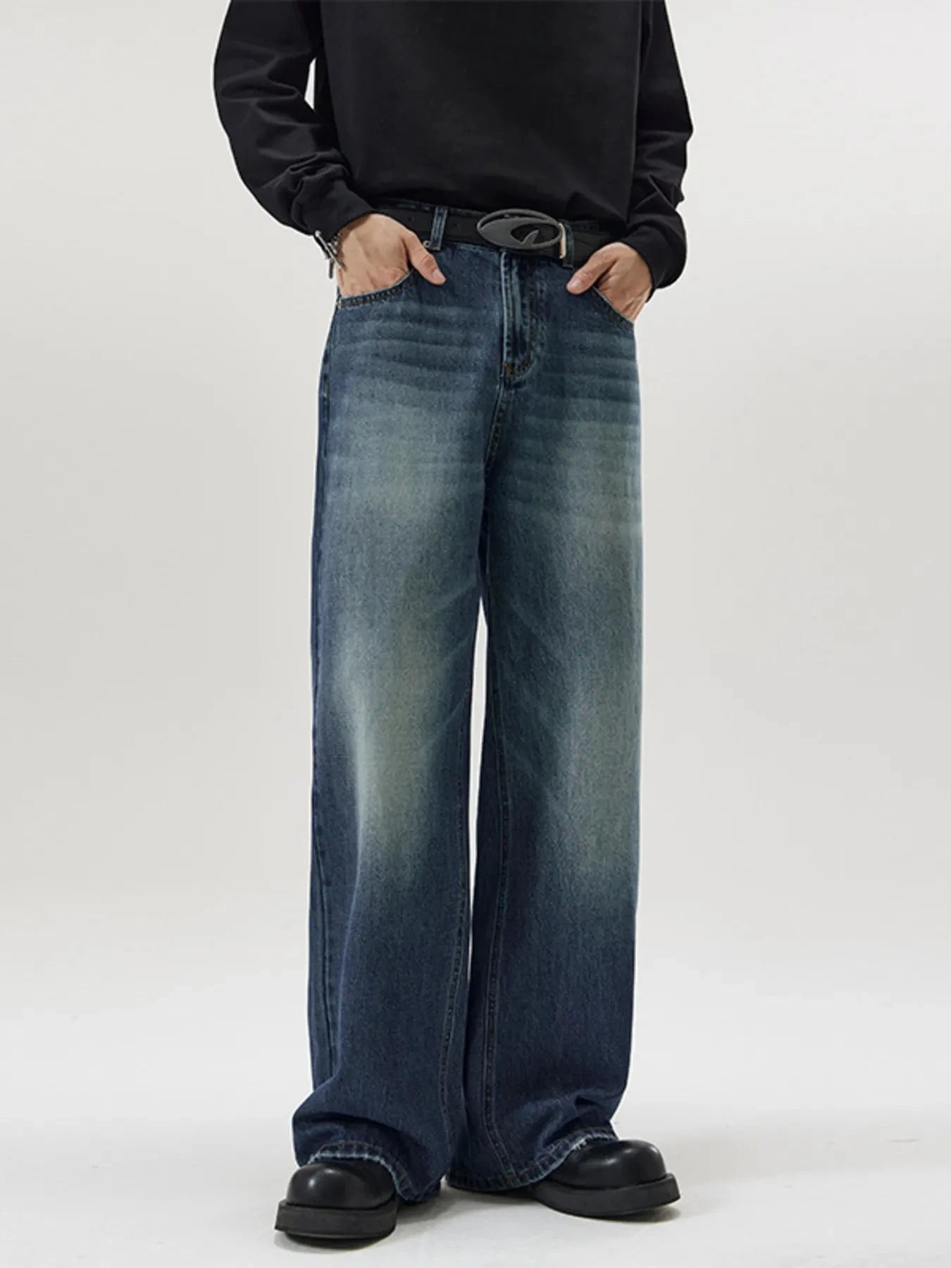 Mens Full Size Washed Wide Leg Jeans For Plus Size Simply Love