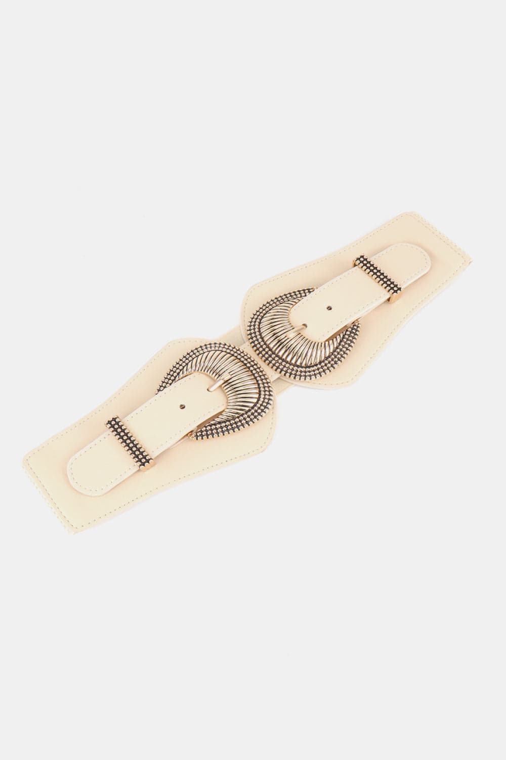 Shell Double Buckle Elastic Wide Belt.