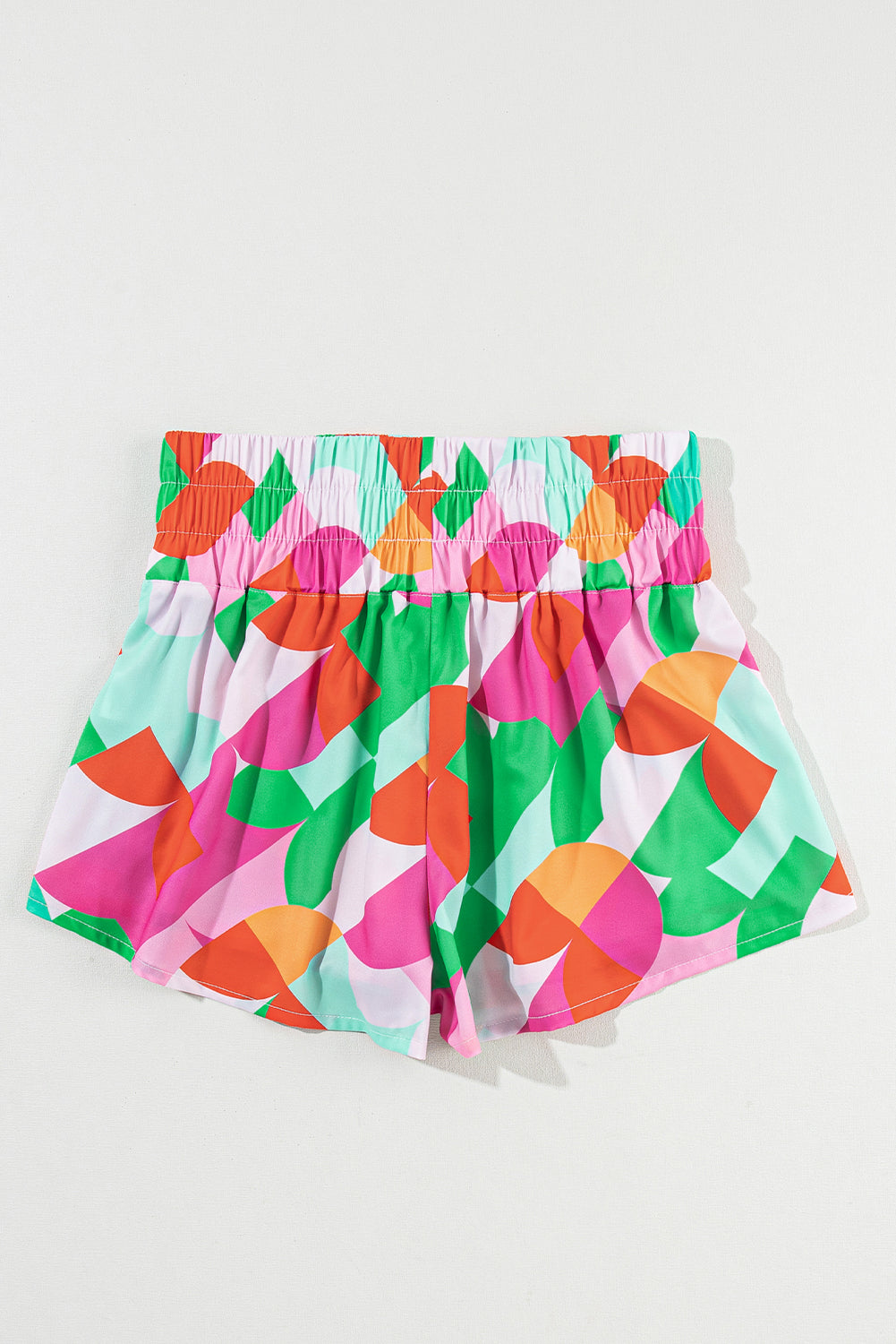 Chic green abstract smocked shorts